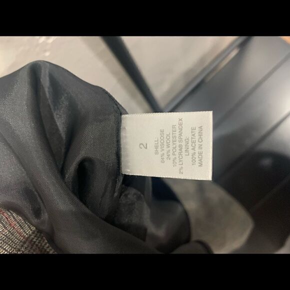 Dkny wool blend plaid ruffled skirt grey tan size 2 - Picture 9 of 10